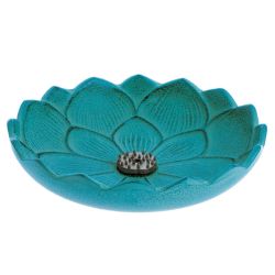 Porte-encens en fonte Iwachu - Fleur de lotus Turquoise Ø10,8cm