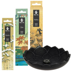 Porte-encens en fonte Iwachu et encens Koh Do Kyoto, Zen et Haiku