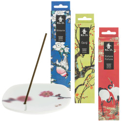 Porte-encens en céramique et encens Koh do Prunier blanc, Genji et Fortune