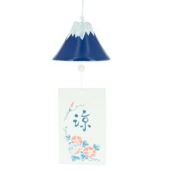 Japanese ceramic bell Furin - Mt Fuji Blue 5cm