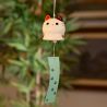 Japanese ceramic bell Furin - White cat 6cm