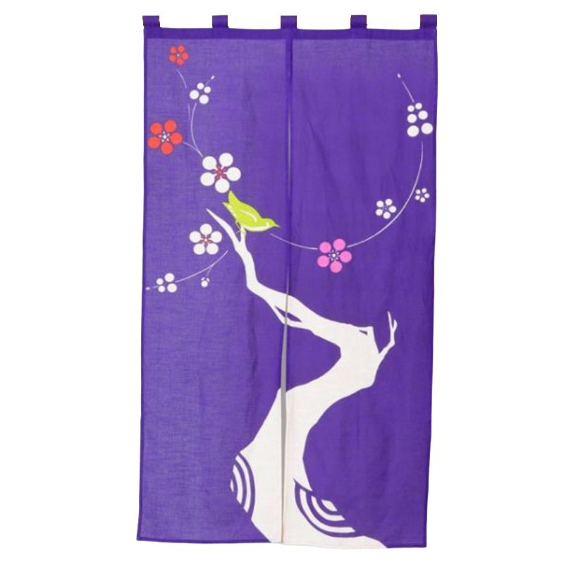 Noren, rideau traditionnel japonais - Oiseau, Violet
