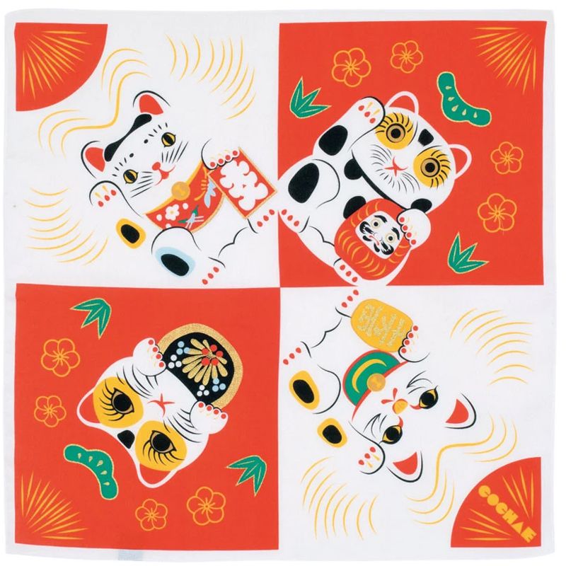 Square wrapping cloth Furoshiki 48cm - Manekineko