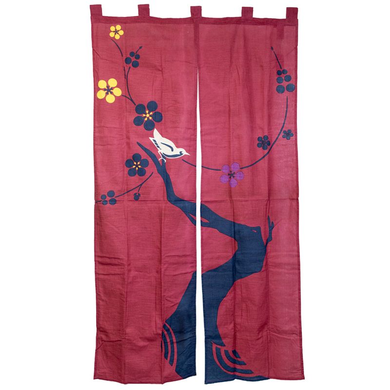 Noren, Japanese traditional curtain - Bird, red