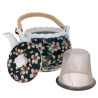 Japanese teapot with filter Flowers - Black 680ml