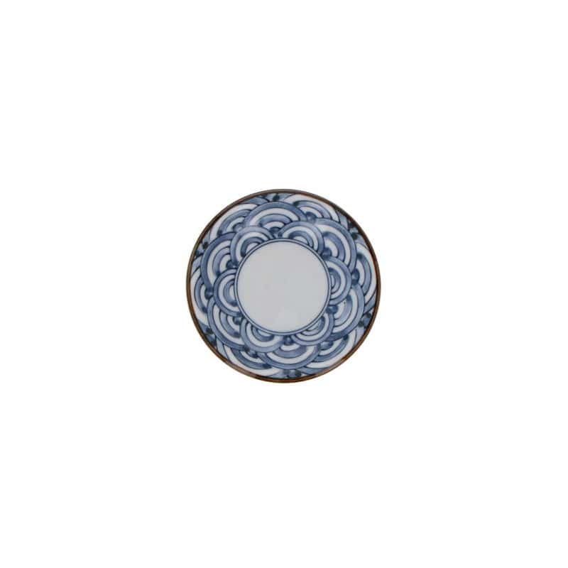 Small round soy saucer cup - Blue waves