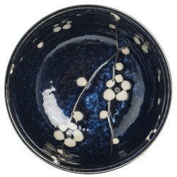 Bol à thé matcha - Bleu & fleurs Ø13cm