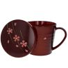 Tasse à thé à poignée avec couvercle Sakura - Marron