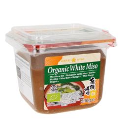 Unpasteurized organic white miso in 500g jar