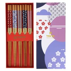 5 Pairs of Chopsticks giftset - Designed flowers