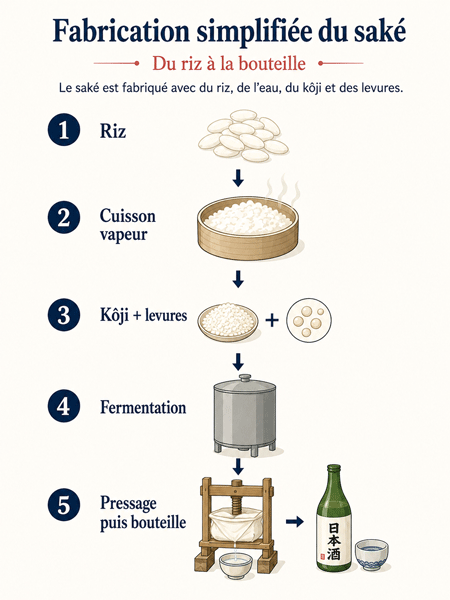 étaps de la fabrication du saké