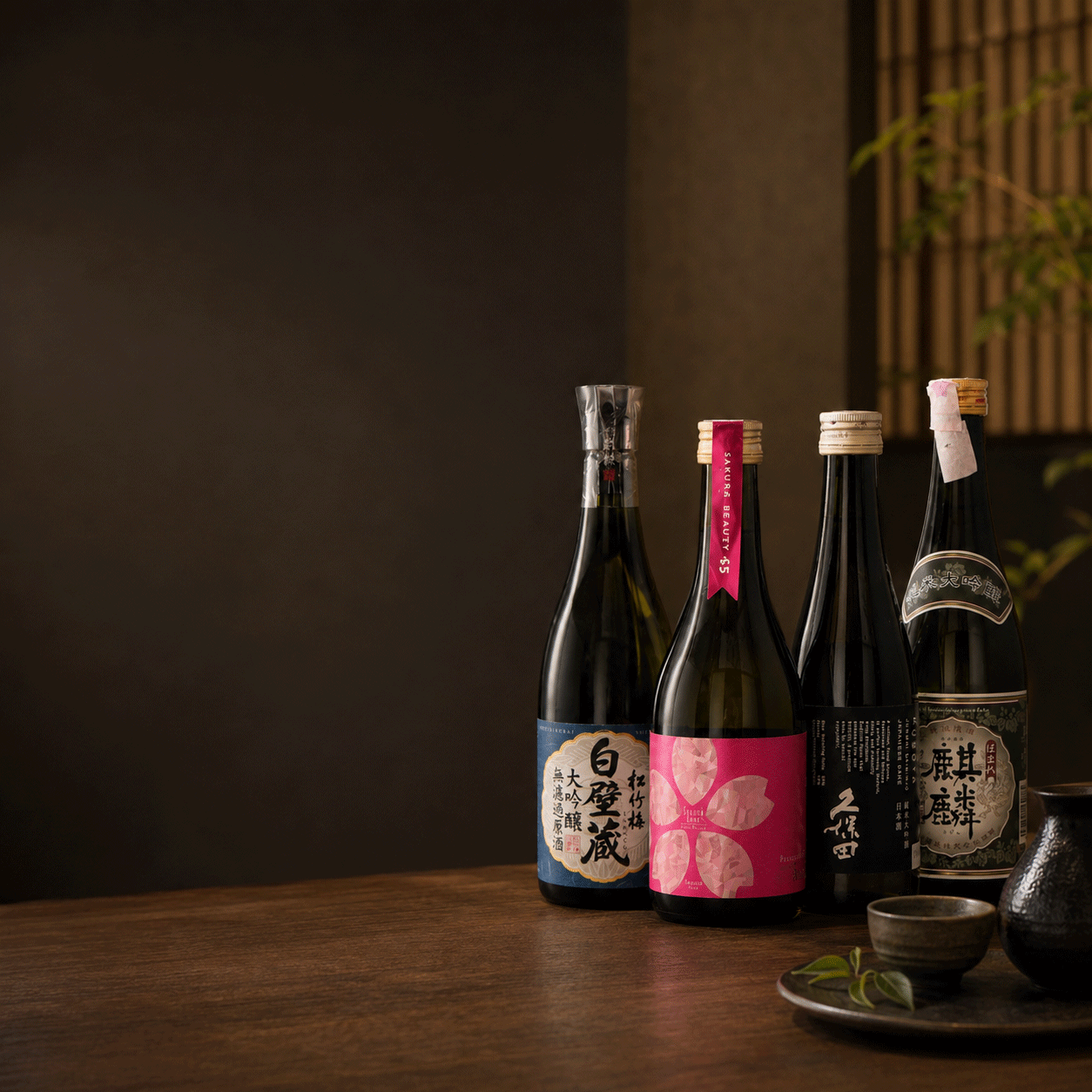 Bouteilles de sakés japonais