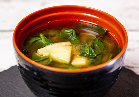 Miso Soup with Spinach & Potatoes